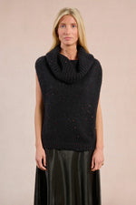 Black Sleeveless Cowl Neck Sweater by Molly Bracken