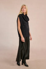 Black Sleeveless Cowl Neck Sweater by Molly Bracken