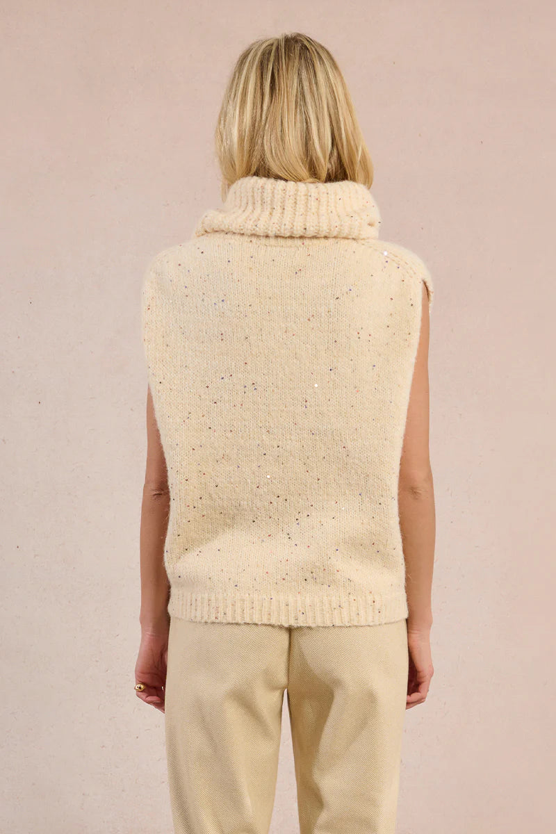 Cream Sleeveless Cowl Neck Sweater by Molly Bracken