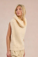 Cream Sleeveless Cowl Neck Sweater by Molly Bracken