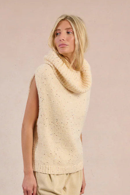Cream Sleeveless Cowl Neck Sweater by Molly Bracken