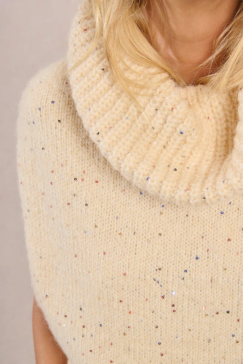 Cream Sleeveless Cowl Neck Sweater by Molly Bracken