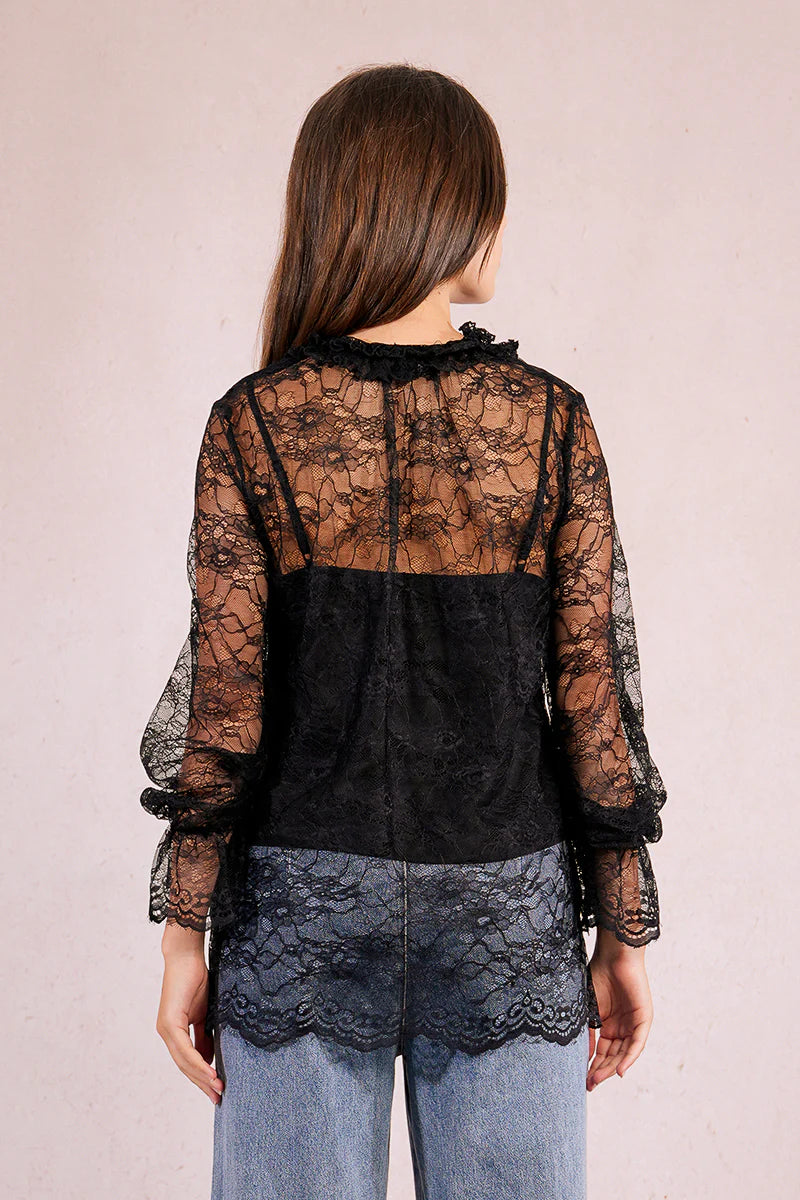 Black Lace Tunic Top by Molly Bracken