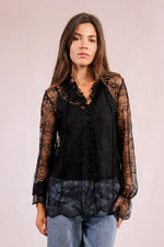 Black Lace Tunic Top by Molly Bracken