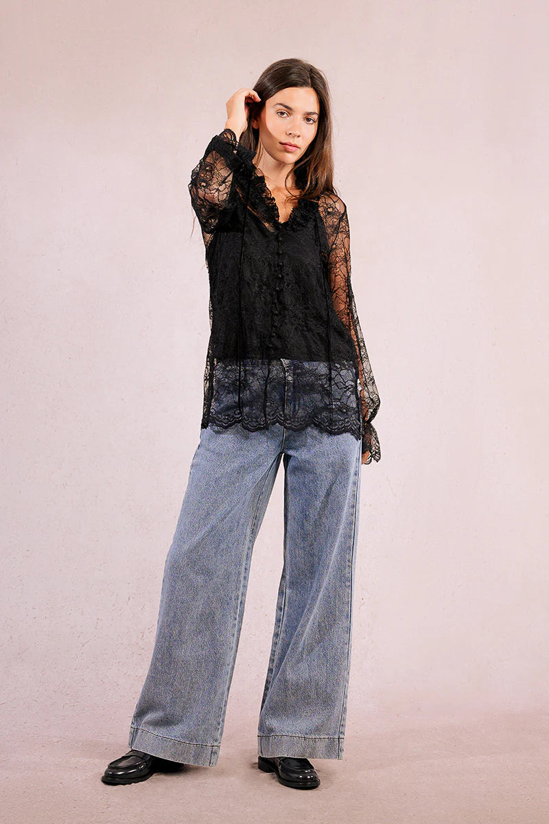 Black Lace Tunic Top by Molly Bracken