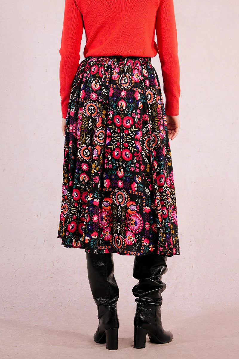 Folk Floral Midi Skirt by Molly Bracken