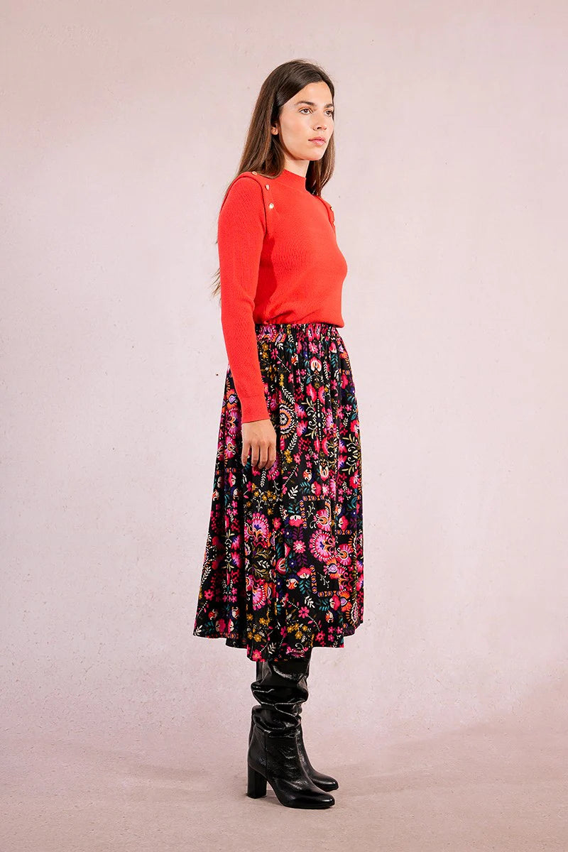 Folk Floral Midi Skirt by Molly Bracken