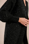 Black Sequin Open Long Cardigan by Molly Bracken