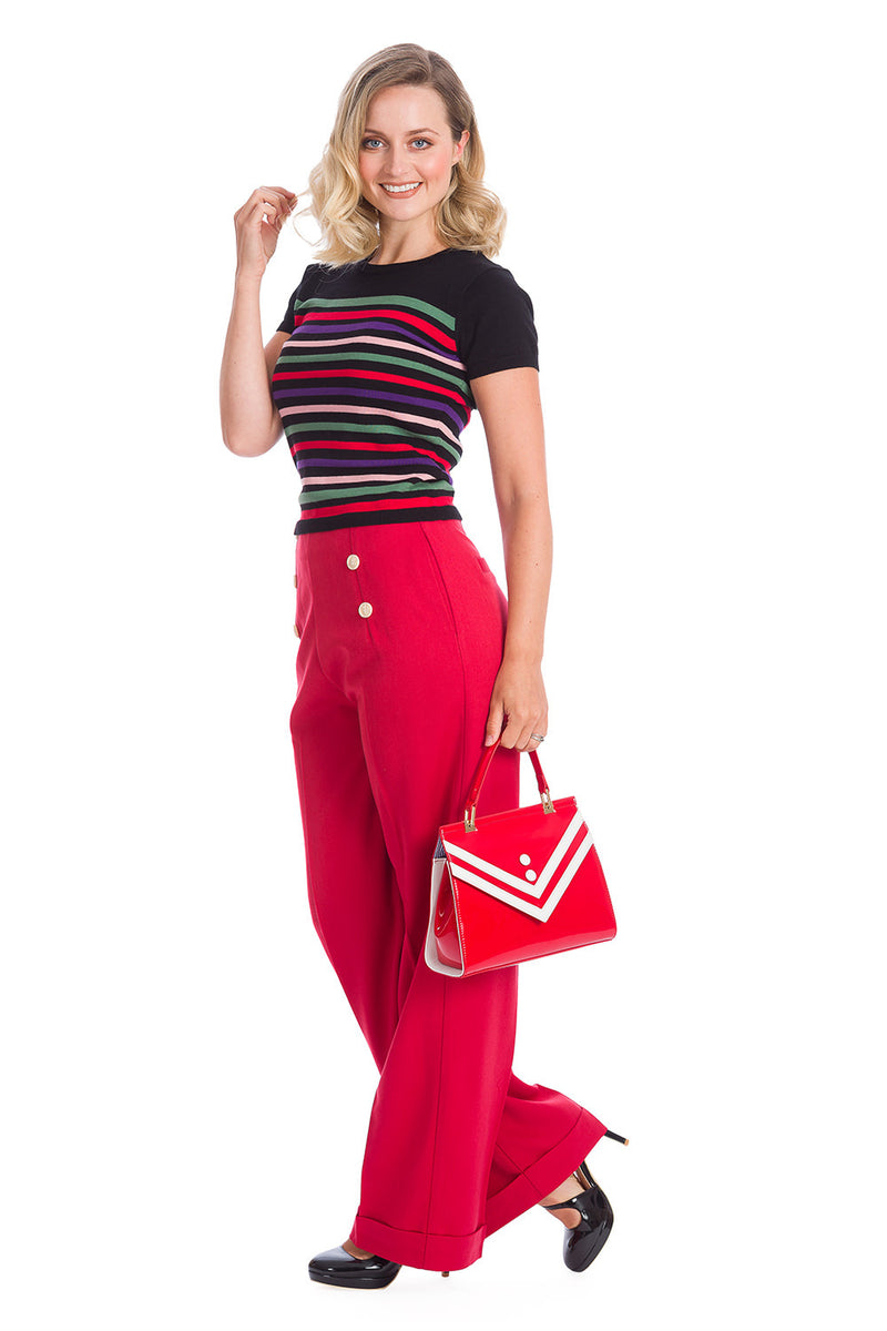Adventures Ahead Pants in Red by Banned – Modern Millie