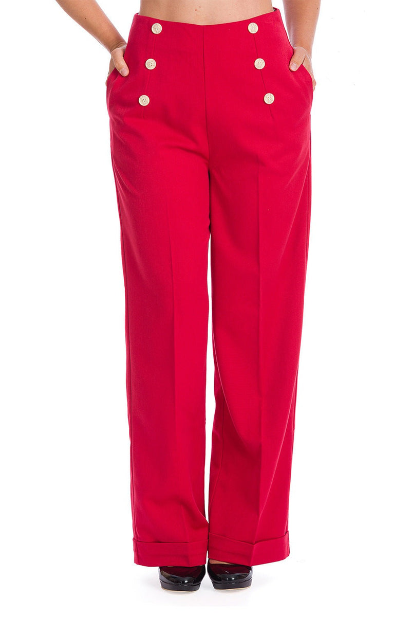 Adventures Ahead Pants in Red by Banned