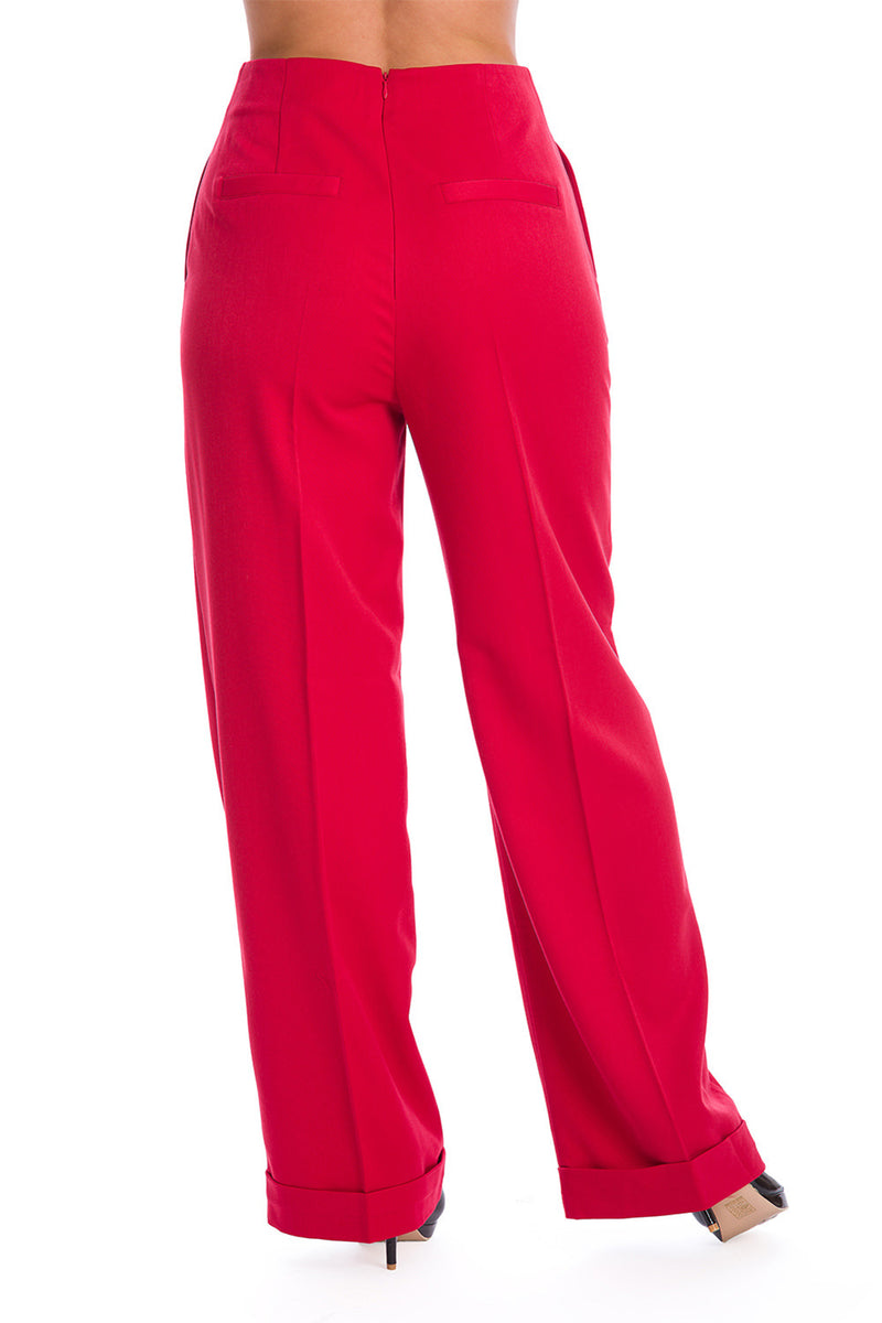 Adventures Ahead Pants in Red by Banned