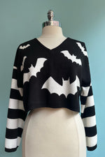 Cropped Striped Sleeve Bat Annabelle Sweater by Banned