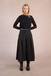 Pleated Wide Leg Black Culotte Pants by Molly Bracken