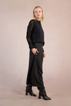 Pleated Wide Leg Black Culotte Pants by Molly Bracken
