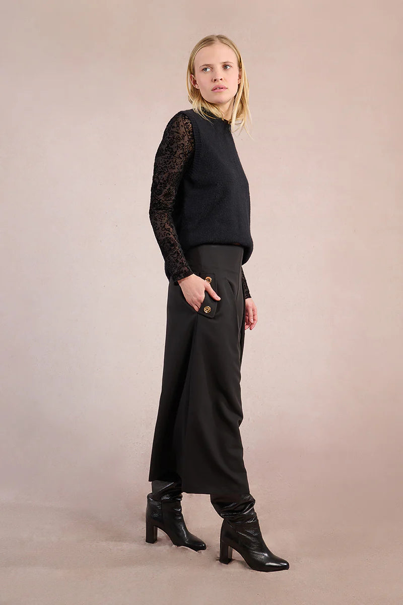 Pleated Wide Leg Black Culotte Pants by Molly Bracken – Modern Millie Pleated Wide Leg Black Culotte Pants by Molly Bracken – Modern Millie