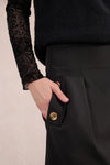 Pleated Wide Leg Black Culotte Pants by Molly Bracken