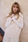 Cream Sleeveless Cowl Neck Sweater by Molly Bracken