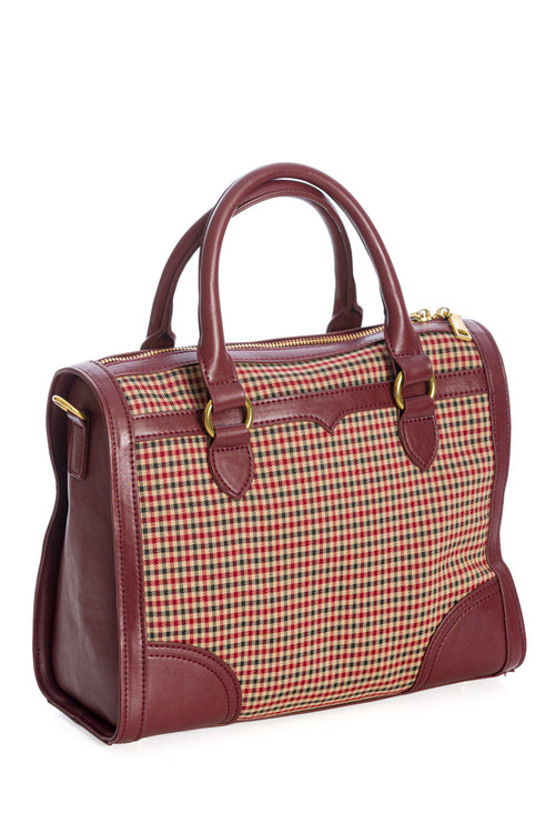 Brown Plaid Uptown Girl Handbag by Banned