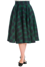 Navy and Green Plaid Circle Skirt by Banned