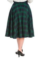 Navy and Green Plaid Circle Skirt by Banned