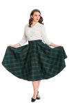 Navy and Green Plaid Circle Skirt by Banned