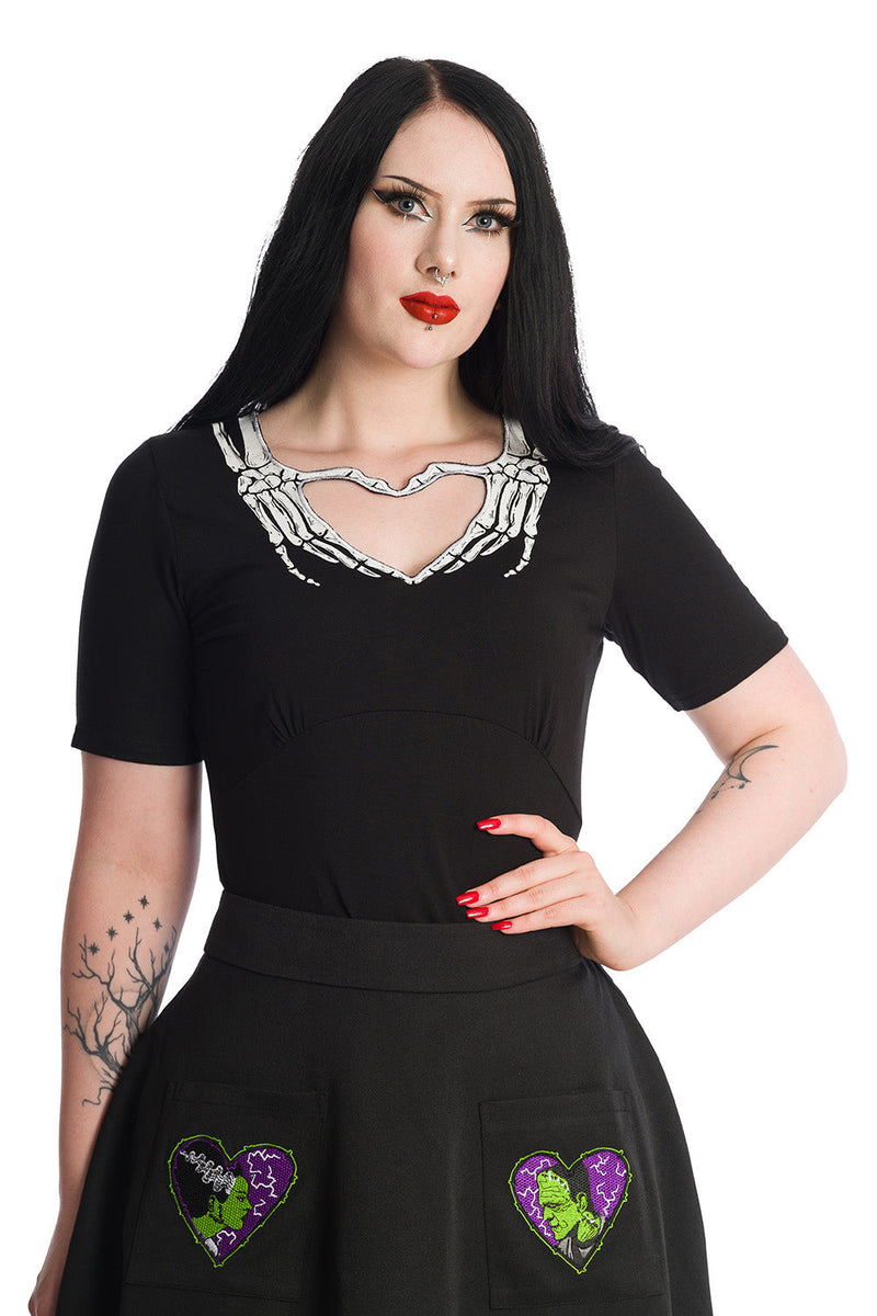Skeleton Heart Jersey Top by Banned