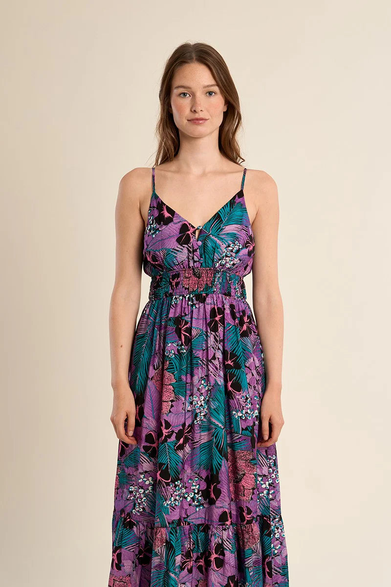 Purple Tropical Floral Sun Dress by Molly Bracken Modern Millie Purple Tropical Floral Sun Dress by Molly Bracken Modern Millie