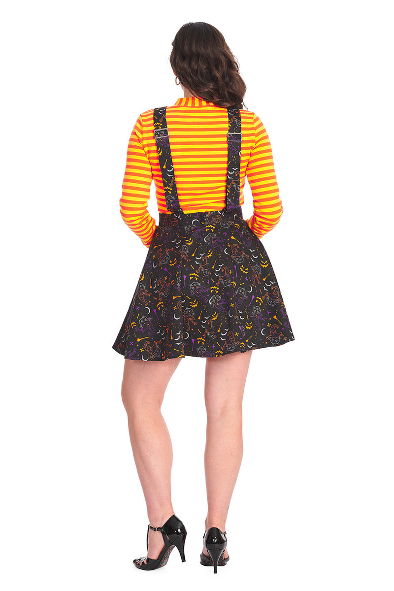 All Hallows Cat Black Pinafore Dress by Banned