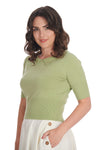 Sweet Sunny Short Sleeve Sweater in Light Green by Banned