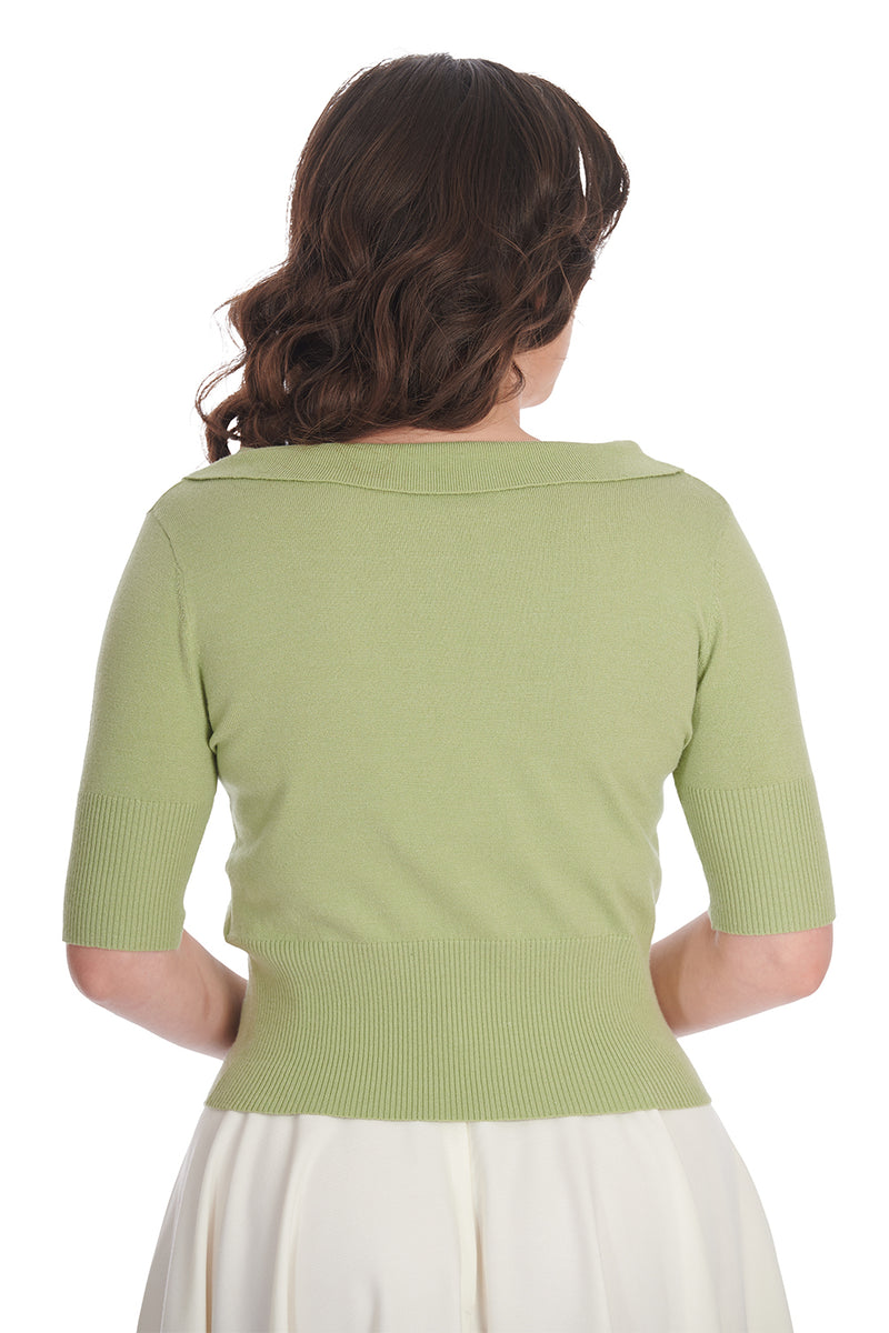 Sweet Sunny Short Sleeve Sweater in Light Green by Banned