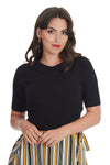 Sweet Sunny Short Sleeve Sweater in Black by Banned