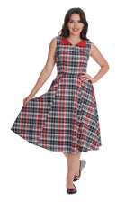 Boat Day Dress in Navy Plaid by Banned