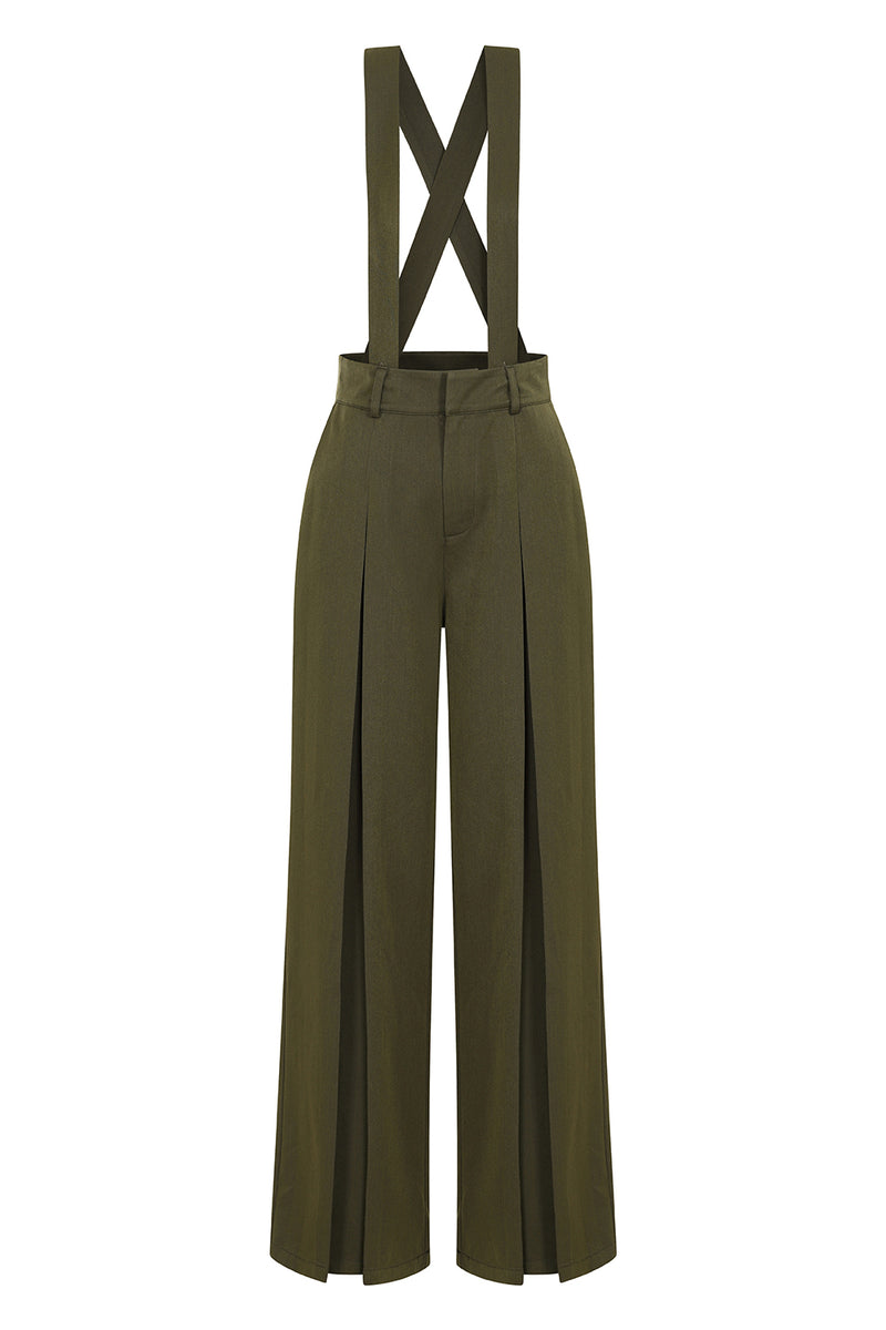 The Classic Suspender Pants in Olive by Banned – Modern Millie