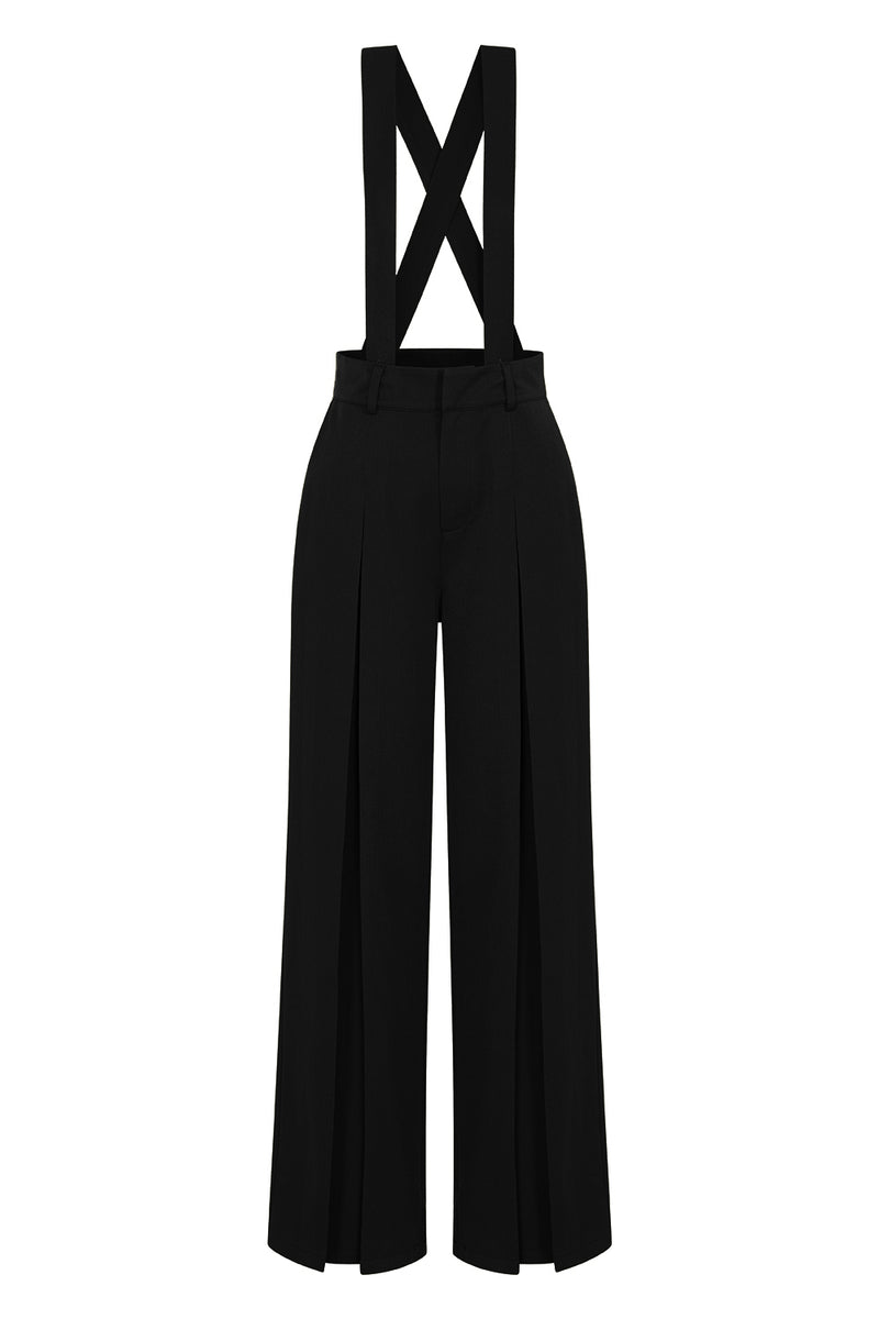 Black Twill High-Waisted Suspender Skirt – Modern Millie