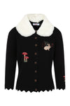 Woodland Faux Fur Collar Cardigan in Black by Banned