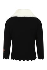 Woodland Faux Fur Collar Cardigan in Black by Banned