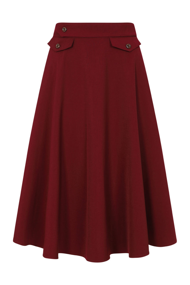 Burgundy Book Club Full Skirt by Banned