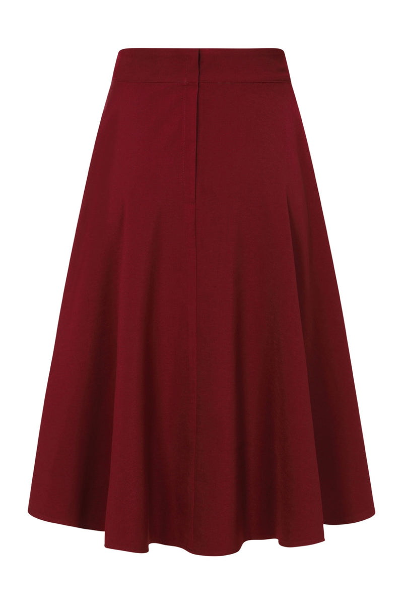 Burgundy Book Club Full Skirt by Banned