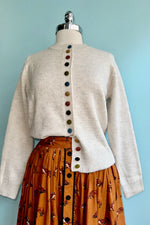 Ivory Cardigan Sweater with Multicolored Buttons by Compania Fantastica