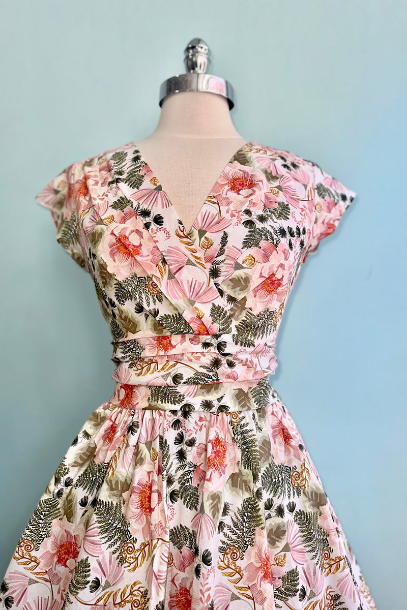 Pink and Green Floral Greta Dress by Retrolicious
