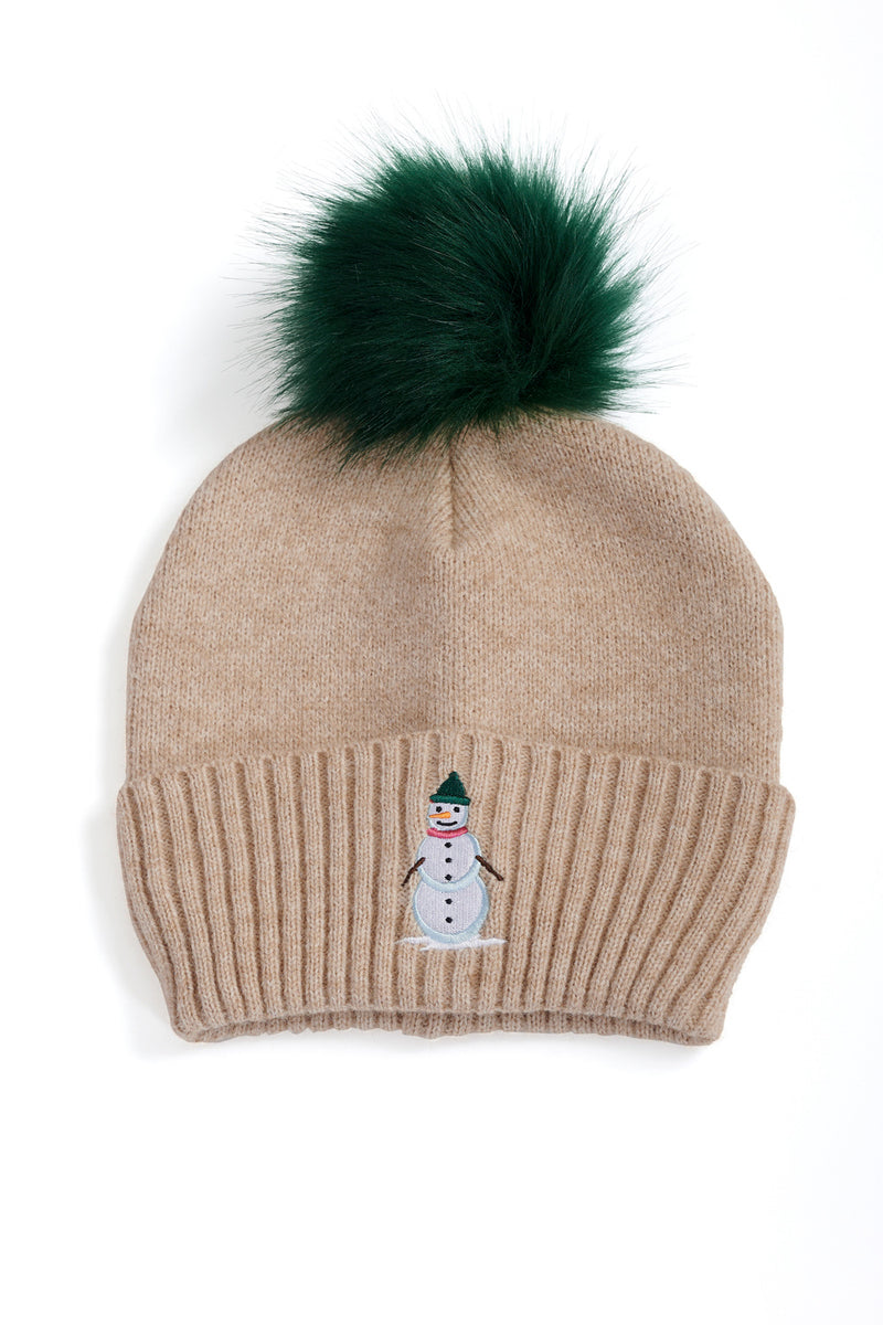 Beige Ski Season Beenie Hat by Banned