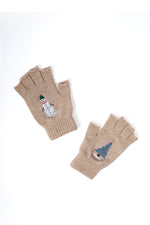 Beige Ski Season Fingerless Gloves by Banned