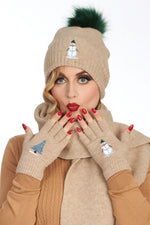 Beige Ski Season Fingerless Gloves by Banned