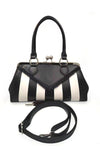 Black and White Striped Satchel Bag by Banned