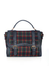 Navy Plaid Satchel Handbag by Banned