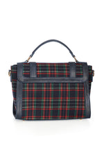 Navy Plaid Satchel Handbag by Banned