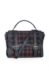 Navy Plaid Satchel Handbag by Banned