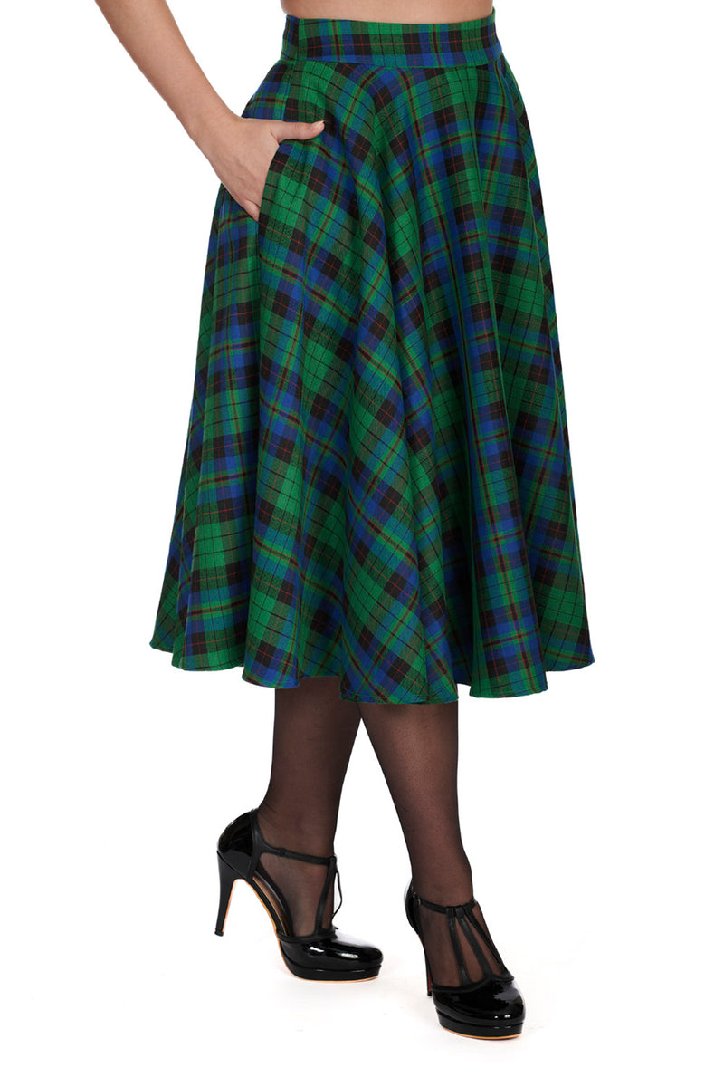 Winter Check Circle Skirt by Banned