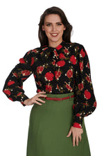 Pomegranate Tie Neck Blouse by Banned