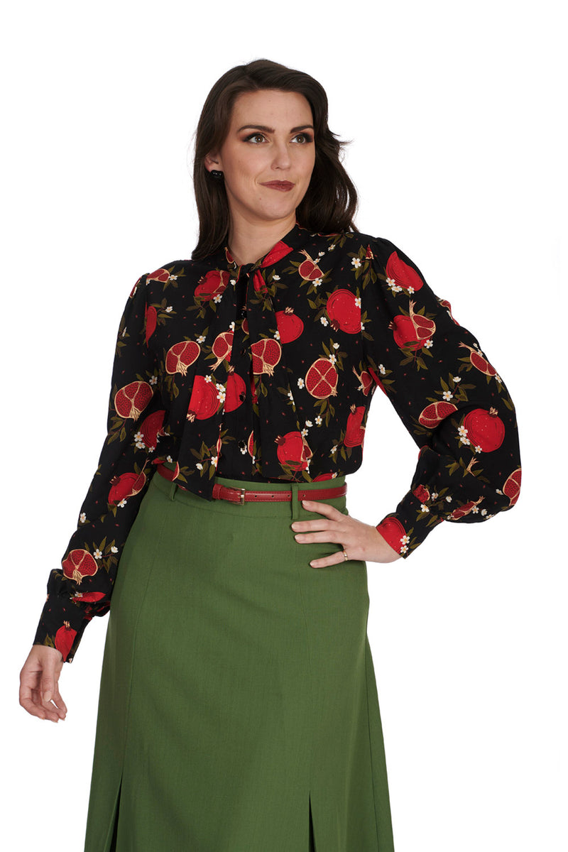 Pomegranate Tie Neck Blouse by Banned